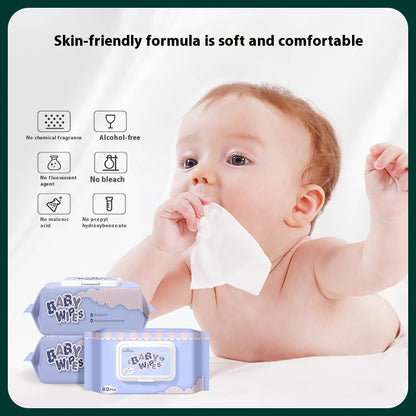 English Baby Wipes Big Bag 80 Pumping Wipe Newborn Wet Tissue