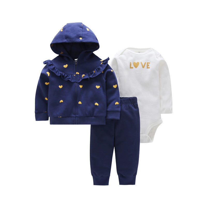 Baby Suit Three-piece Suit Zipper Cardigan Trousers