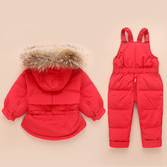 Down Jacket Suit Baby Winter Thickened Two-piece Suit