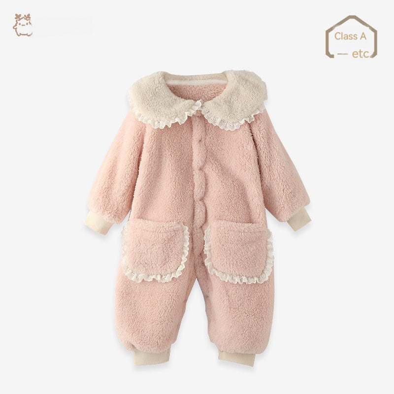 Baby Coral Fleece Climbing Suit Jumpsuit