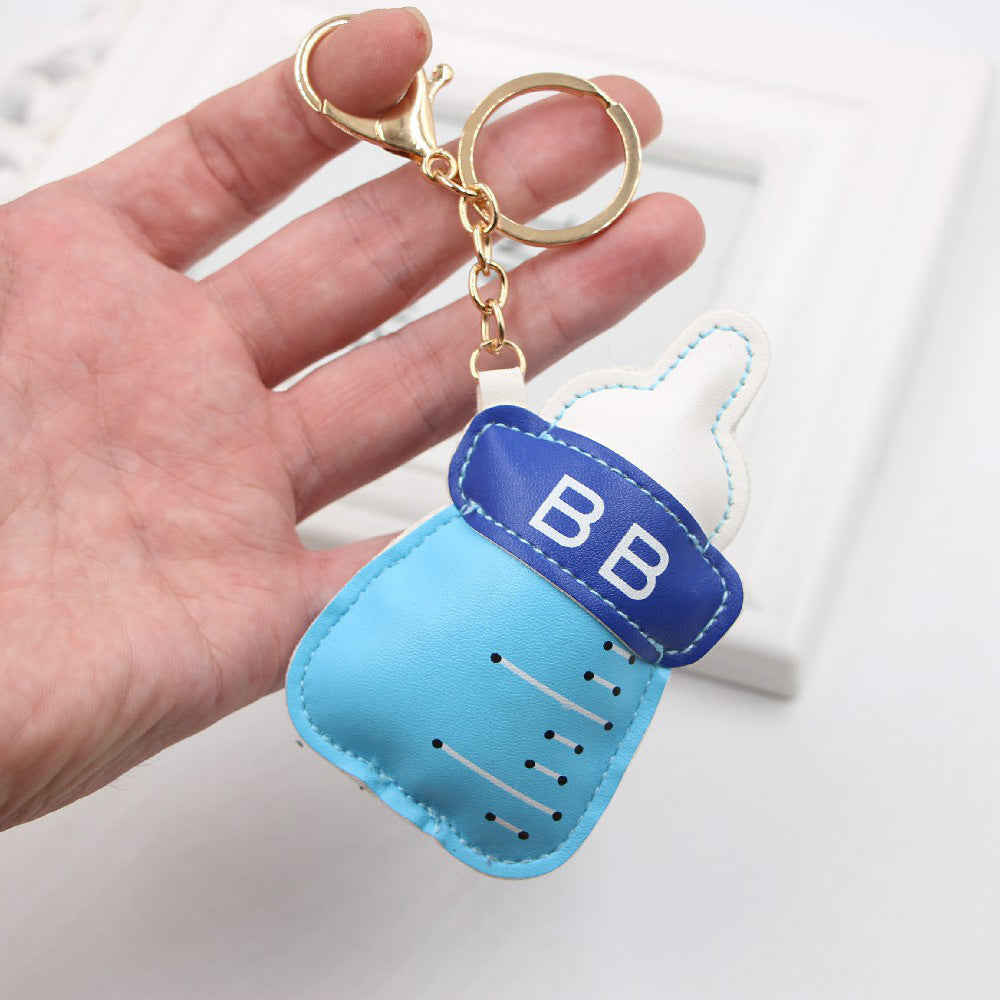 Baby Small Feeding Bottle Pu Leather Pendant